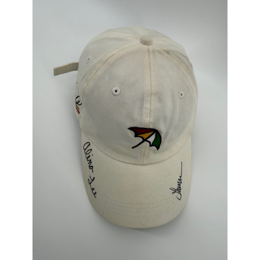 Vintage Arnold Palmer Ahead Ball Marker Hat White Strapback Signature Unknown